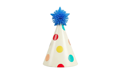 Polka Dot Party Hat with Blue Star Topper
