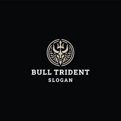 Obraz premium Bull trident logo style icon design template vector illustration
