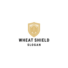 Naklejka premium Wheat shield logo style icon design template vector illustration