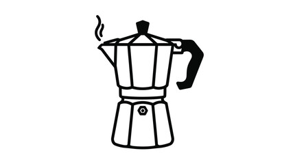 Simple black and white illustration of a stovetop coffee maker silhouette