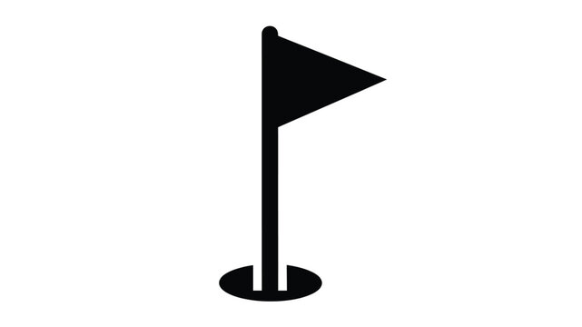 A simple black golf flag on a white background striking silhouette