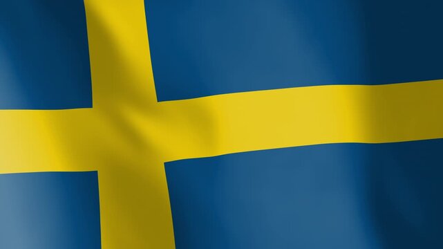 Flag of Sweden animated background. Symbol of the Swedish nation and the culture. Waving flag in the wind footage. The sign is also called Sveriges flagga.