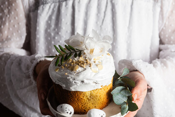 Traditional Easter cakes and colored eggs