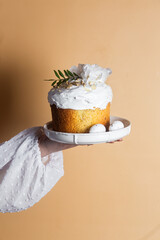 Traditional Easter cakes and colored eggs