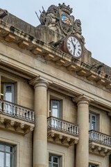 Detail of Neoclassical Facade, Old Town Hall (Casa Consistorial), Constitution Square, San Sebastian, Spain