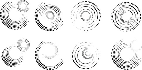 Halftone dots in circle form. round logo . vector dotted frame . design element
