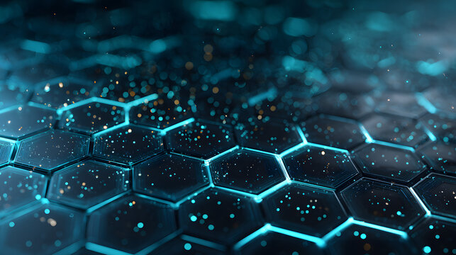 Hexagonal pattern with glowing particles