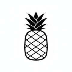 Simple Black and White Outline of a Pineapple Fruit Icon