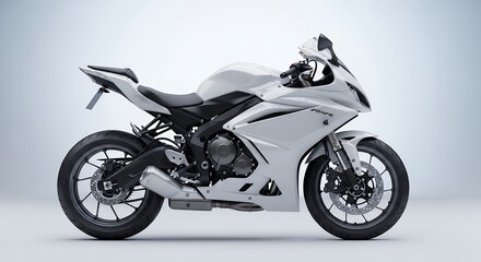 Obraz premium Sleek White Sport Motorcycle Studio Shot.
