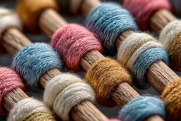 extreme close up of fabric embroidery threads