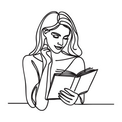 Happy girl vector. Ink drawing on white background.
