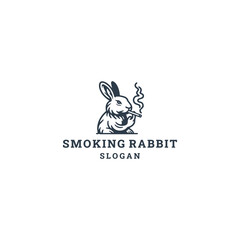 Smoking rabbit logo design template vector illustration