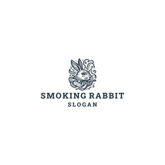 Obraz premium Smoking rabbit logo design template vector illustration