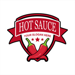 Red Chili hot spicy logo label sticker design sauce product,spicy food and snack