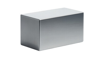 Brushed metal cube silver metal industrial isolated on a transparent background