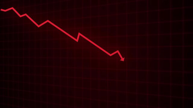 red falling line chart Downward line chart showing financial decline, loss, or negative market conditions, visualized with  animation indicating trading loss, stock decline, and economic downturn