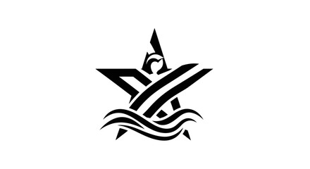 Obraz premium Abstract star icon with wave elements