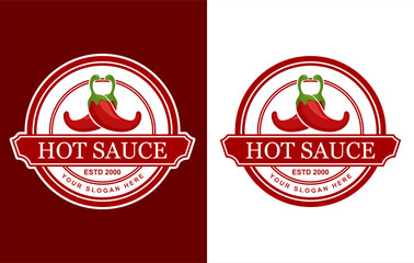 Red Chili hot spicy logo label sticker design sauce product,spicy food and snack