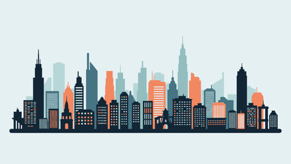 Obraz premium City Skyline with Modern Buildings and Skyscrapers.
