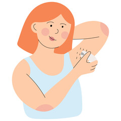 Woman using epilator on armpit, hair removal and body care concept for beauty routine, smooth skin, self care and personal hygiene.