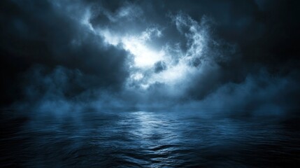 Obraz premium Mysterious ocean under moonlight.