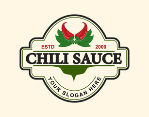 Red Chili hot spicy logo label sticker design sauce product,spicy food and snack