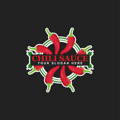 Red Chili hot spicy logo label sticker design sauce product,spicy food and snack