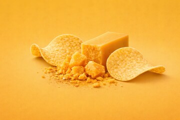 Cheese and Chips Composition - Vibrant Yellow