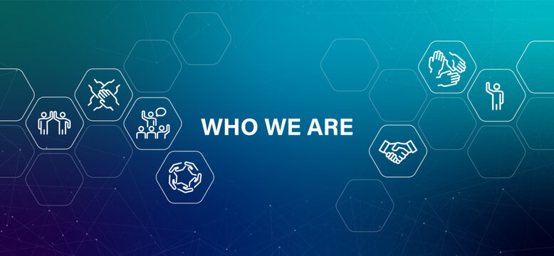 who we are text concept business company identity for corporate website about us page header or banner design