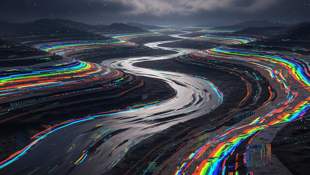 Abstract River of Light and Color - Powered by Adobe