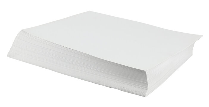 Stack of white Blank a4 paper isolated on a transparent background. Full depth of field. PNG.
