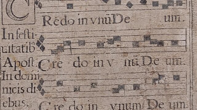 Ancient Music Sheet in Old Book