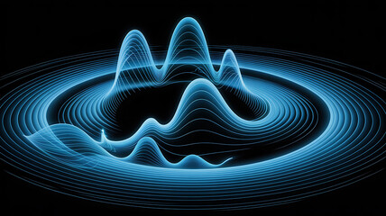 Vibrant blue waveform pattern on dark background for tech designs