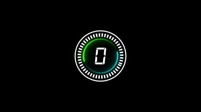 Minimal high quality countdown timer animation from 5 to 0 seconds. Round circle countdown, Modern flat design with animation. real time animated number.