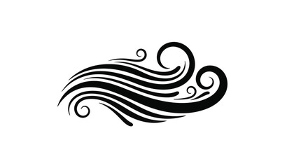 Fototapeta premium Stylized wave wind design element graphic illustration, modern abstract symbol, black and white, minimalist