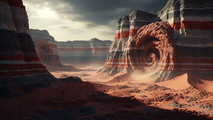 Desert Canyon Spiral Rock Formations