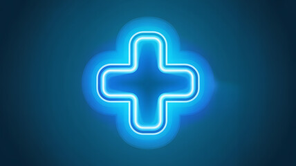 Obraz premium Glowing blue medical cross symbol for healthcare and wellness