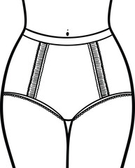 Female Body Waist And Hips Line Art Vector Illustration