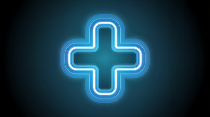 Obraz premium Glowing blue medical cross symbol with neon effect