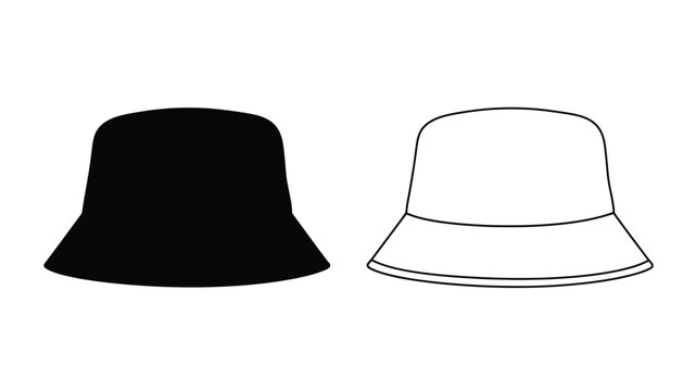 black and white illustration of two bucket hats a simple silhouette