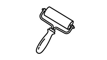 a simple line drawing of a paint roller tool clearly depicted as a silhouette