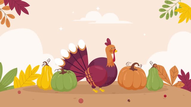 Turkey Walk in Autumn Garden Motion Background video