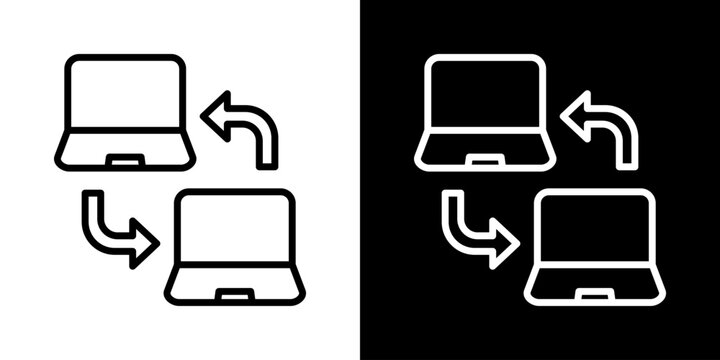 Peer To Peer Network Icon Of Line Black And White Style