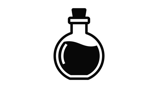 a simple black and white illustration of a bottle with a cork silhouette