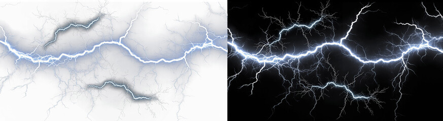 PNG image of Bright white electric lightning storm striking horizontally on transparent background © TASNIMULHASSAN