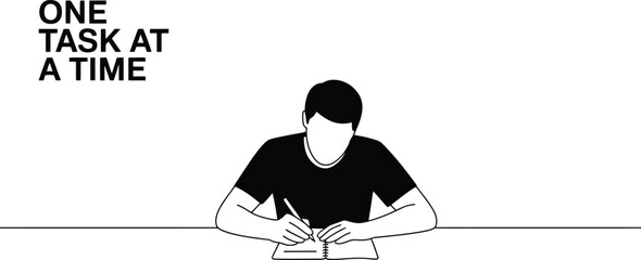 Minimalist Person Focused on One Task at a Time