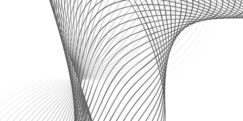 Fototapeta premium Abstract black and white vector background featuring a digital technology pattern with 3d tunnel waves and fractal spiral lines for a modern business wallpaper design