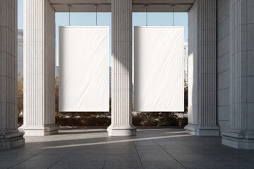 Naklejka premium Blank banners between columns