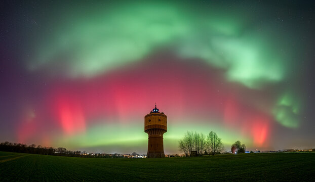 nordlichter &uuml;ber mittweida, sachsen, deutschland