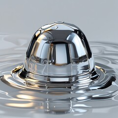 Photorealistic Shot Liquid Metal Chrome Coffee Capsule Surface Is Highly